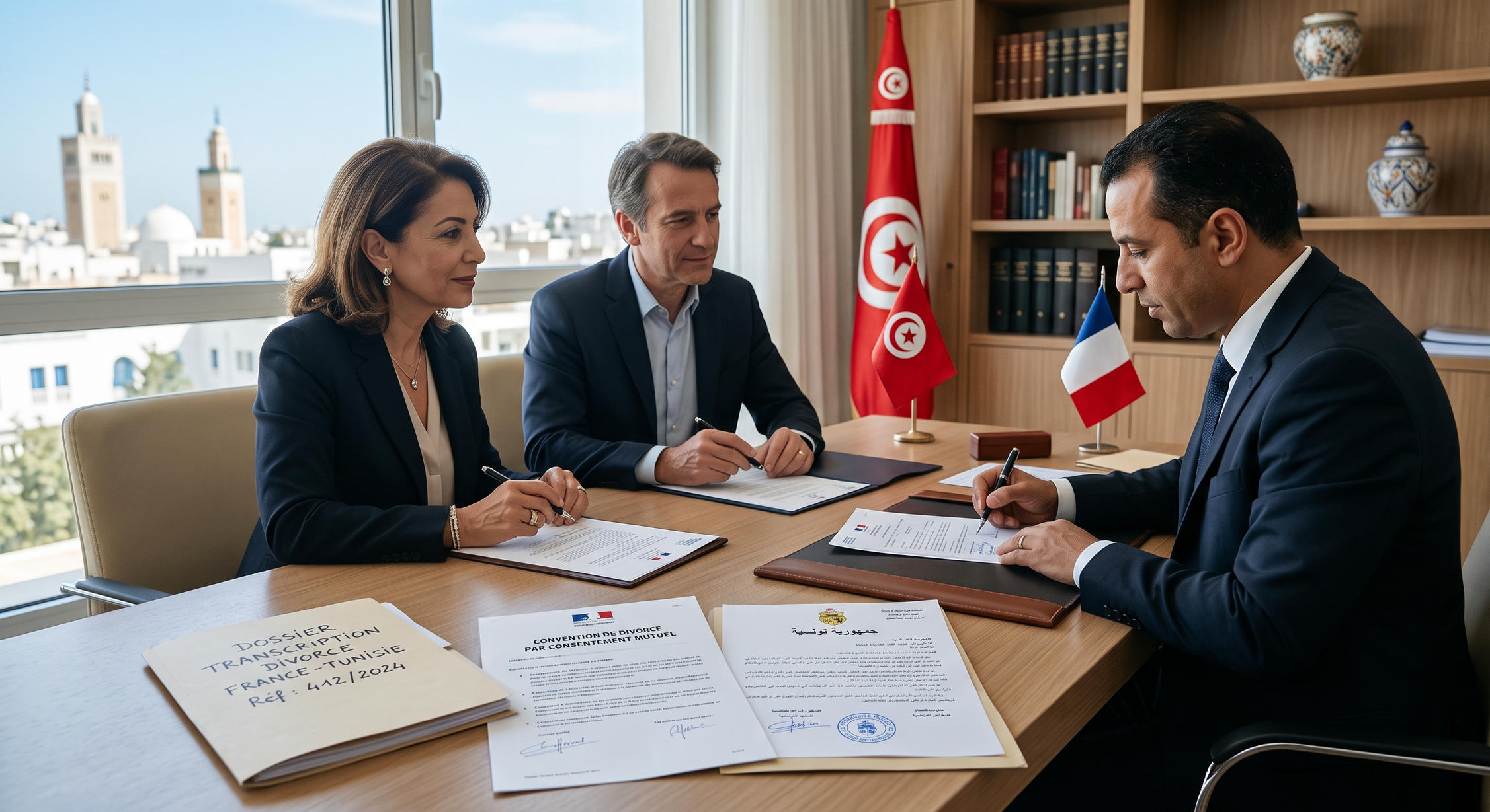 French no-judge divorce and recognition in Tunisia